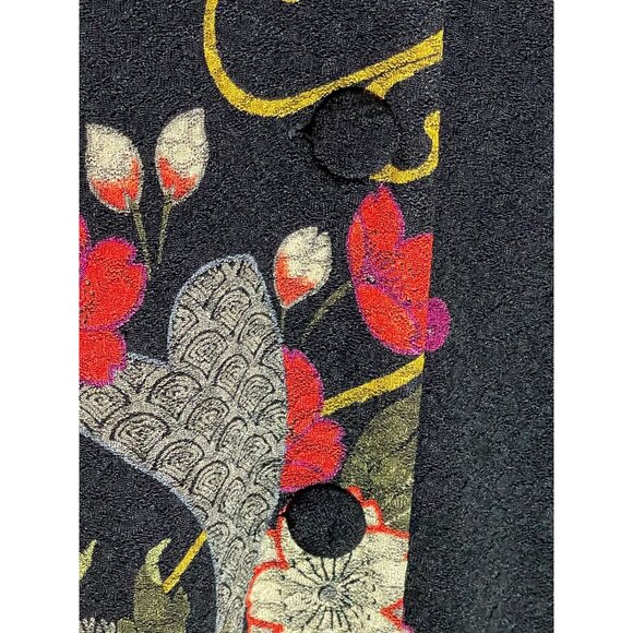 Drapers & Damons Womens Long Black Floral Tunic Top Size Large Acetate Blend - Picture 13 of 13